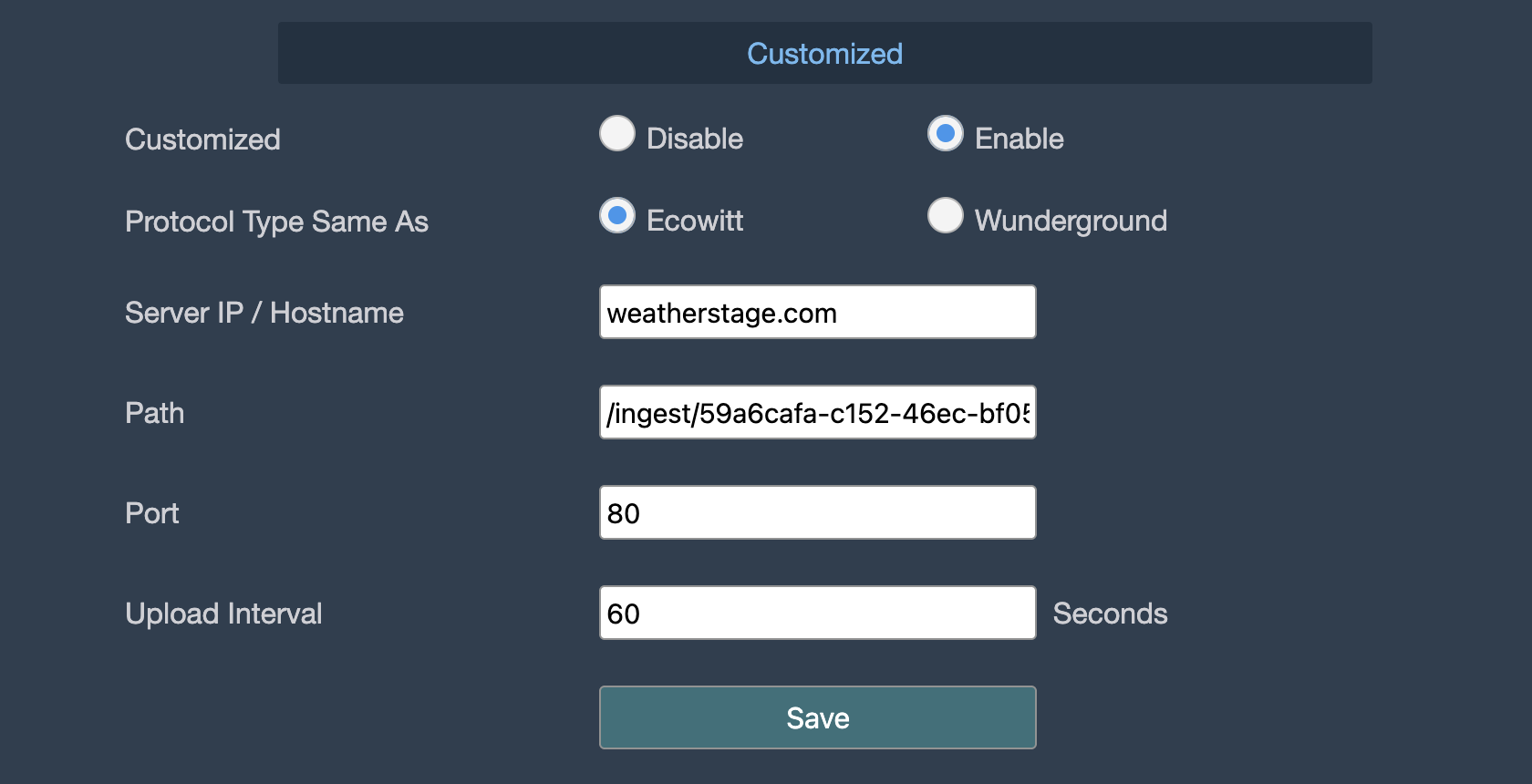 EasyWeatherPro custom server setup